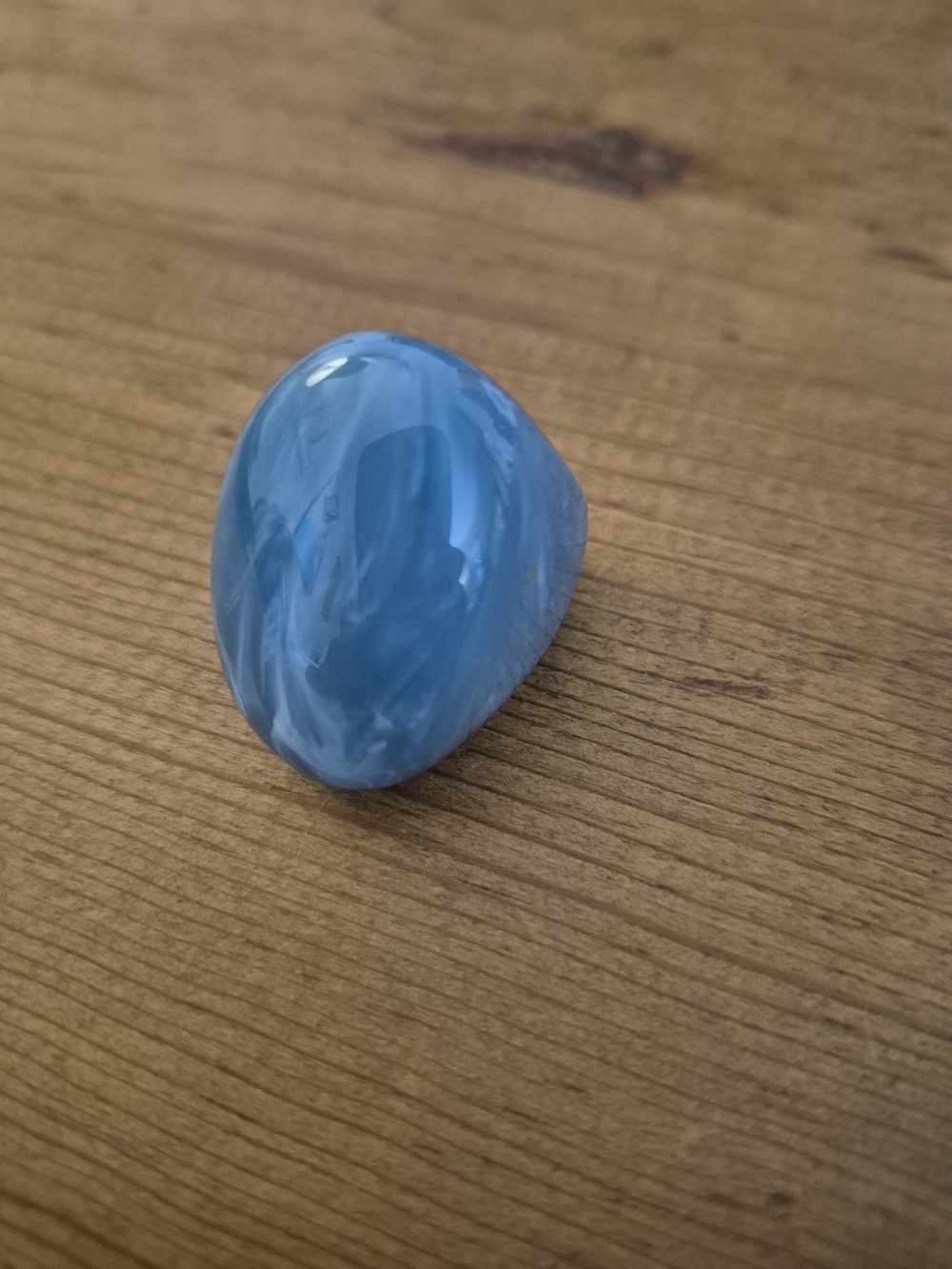 Anthropologie- Glossy Blue Decorative Glass Accent Stone Ring